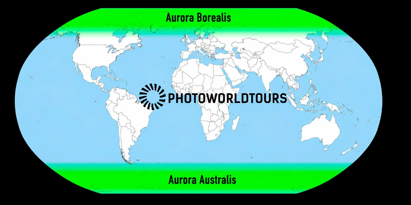 World map of the aurora oval and where to see the northern lights