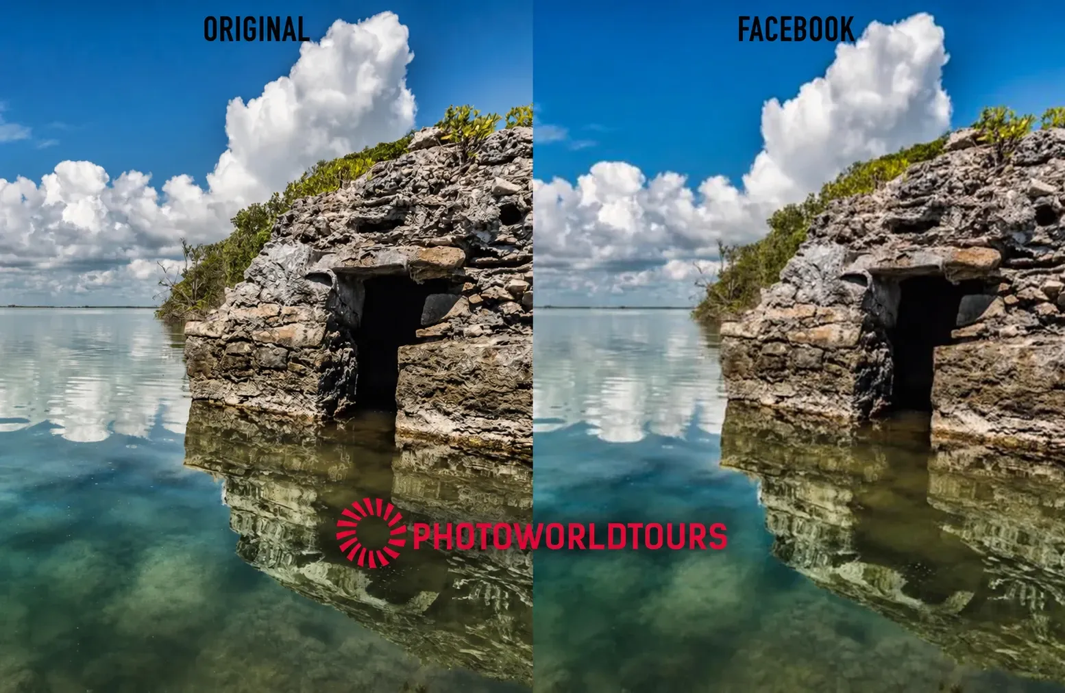 Comparación entre una foto original y la misma comprimida por Facebook