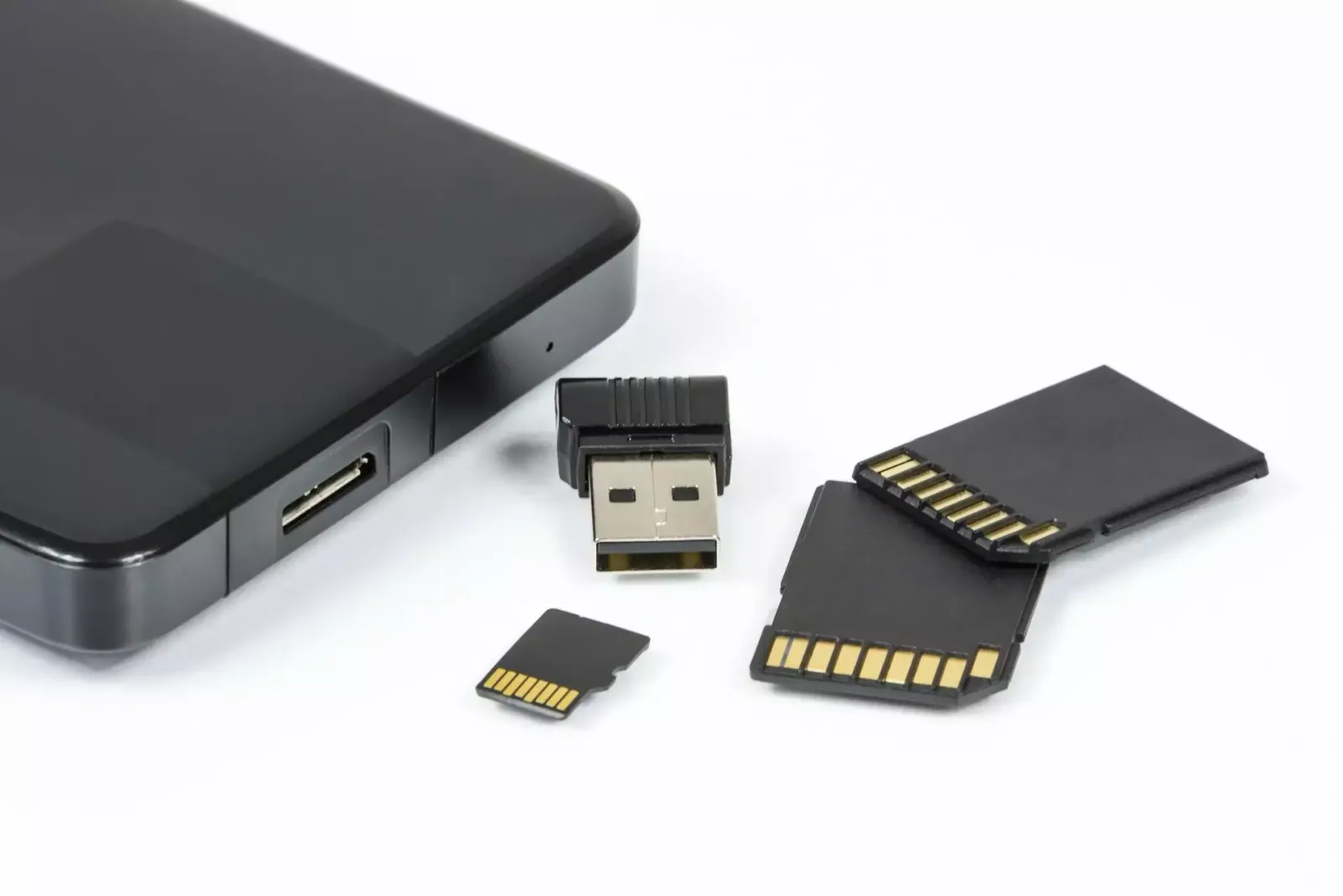 Memory cards and hard drive for backing up photos