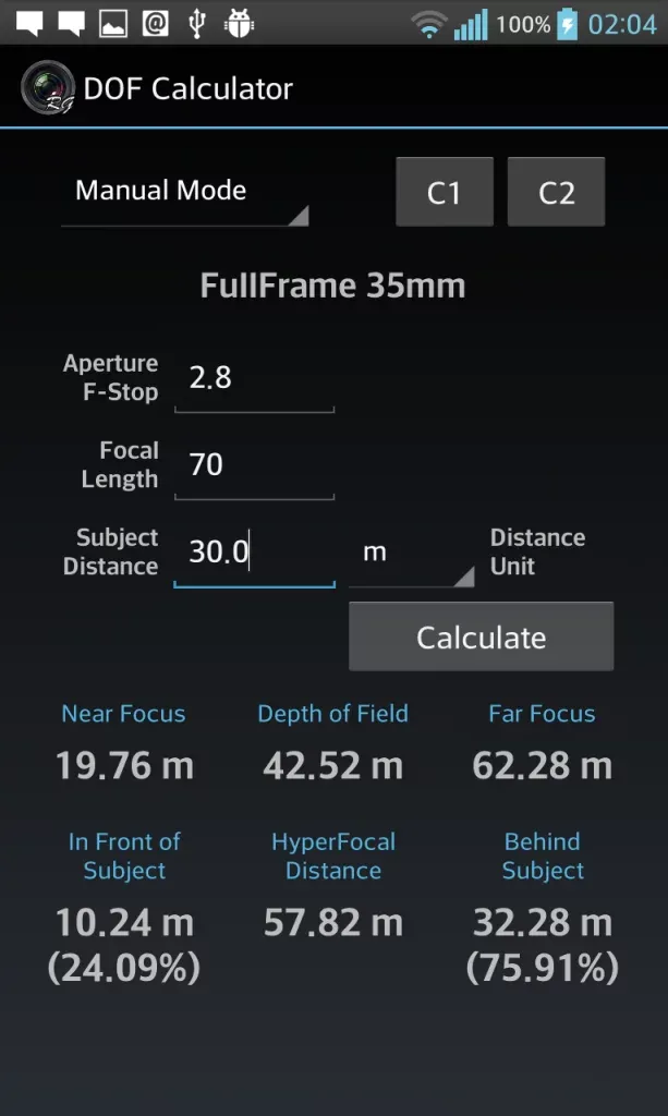 DOFMaster depth of field calculator app