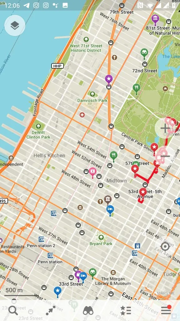 Google Maps app with saved photo locations