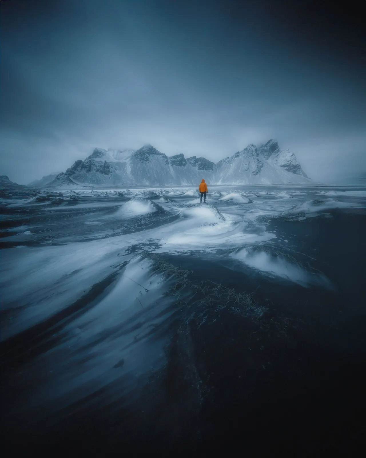 Stokksnes black sand dunes and Vestrahorn, Iceland