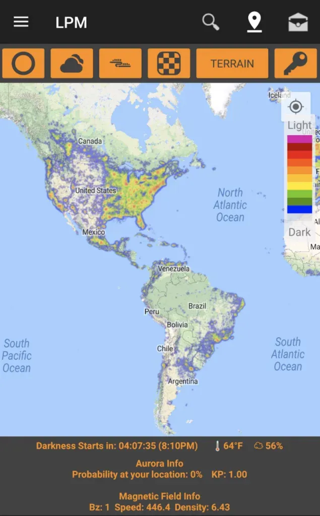 Light Pollution Map app