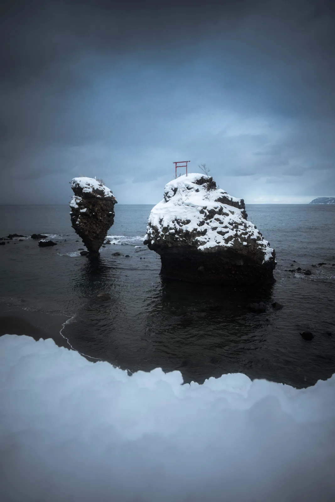 Torii gate on the coast near Otaru, Hokkaido