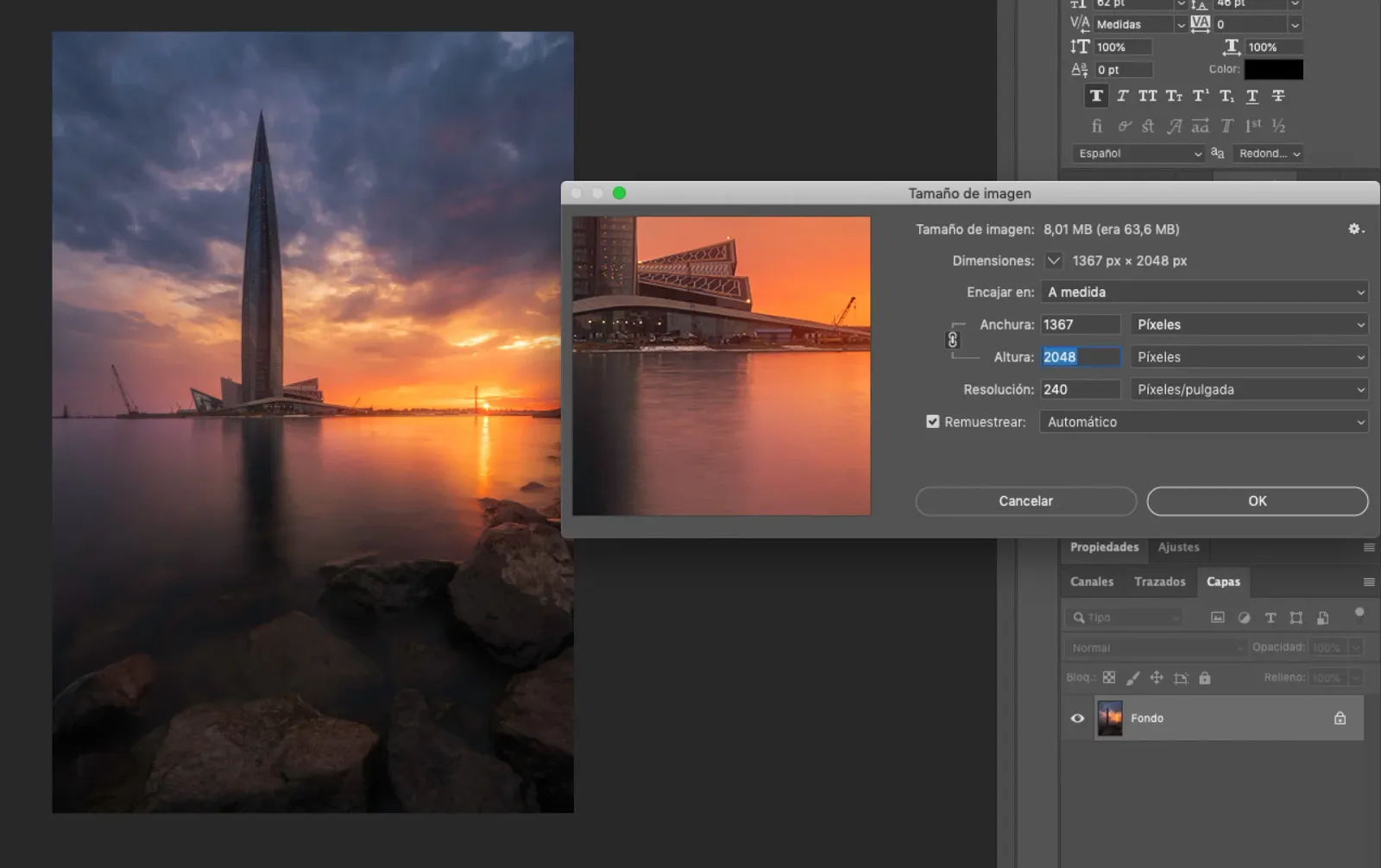 Redimensionar una foto en Photoshop para Facebook