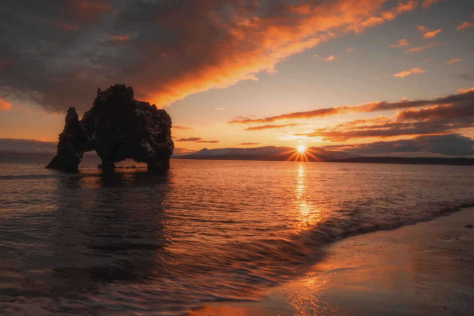 HvĂtserkur rock at sunrise, Iceland