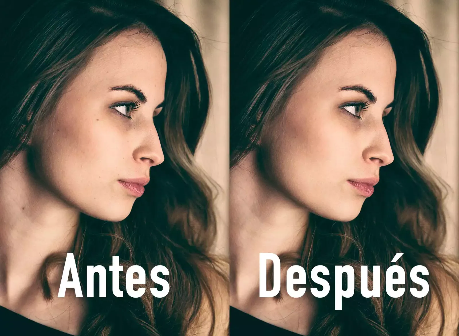 Before and after removing pimples in Photoshop