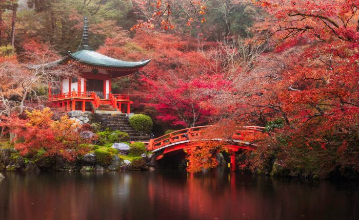Templo de Kyoto, otoño en Japón