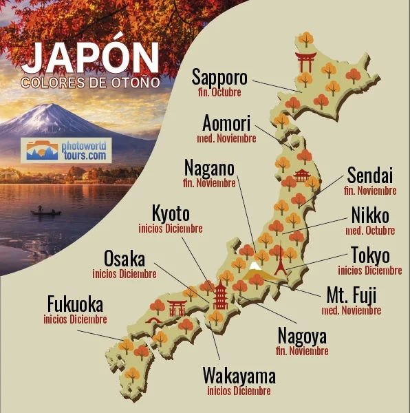 Ver los colores otoñales en Japón: Predicción del Momiji en 2022