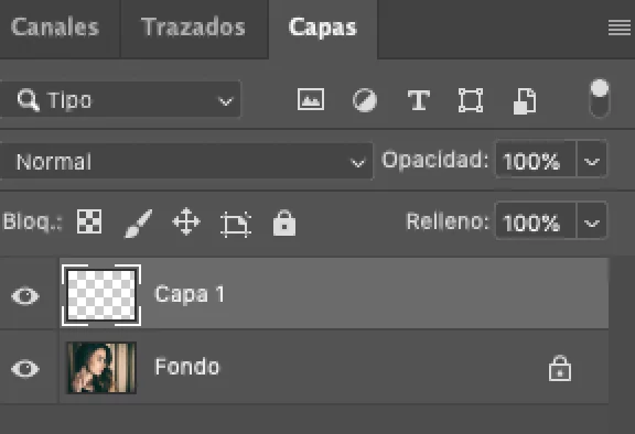 Crear una capa nueva en Photoshop