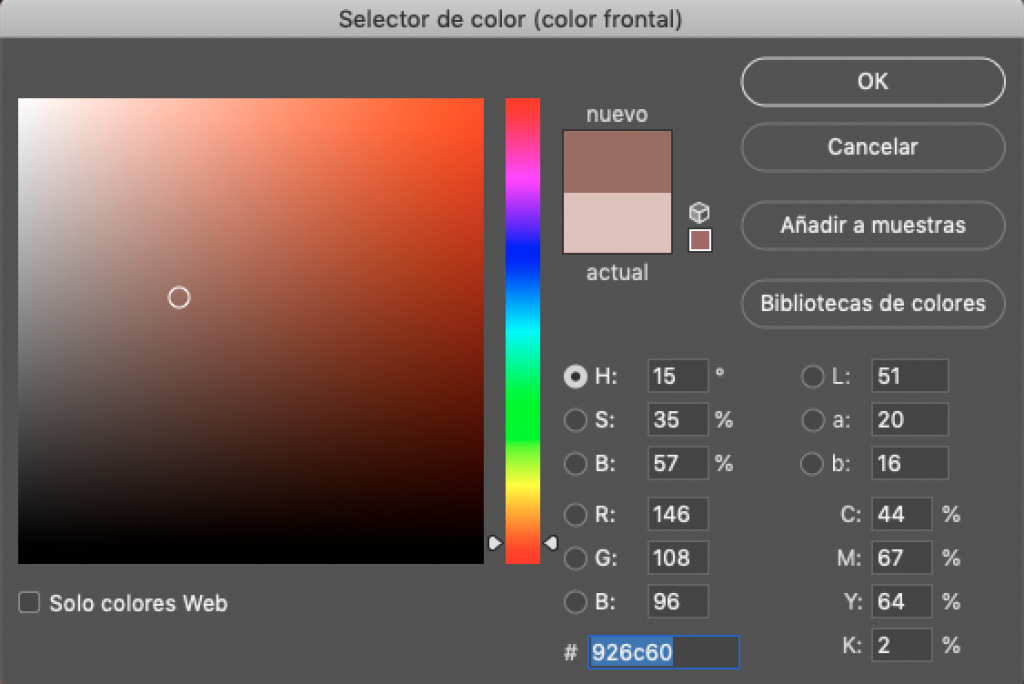 Elegir un color para broncear la piel en Photoshop