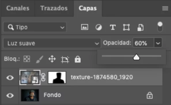 Capa de Photoshop con una textura para el fondo