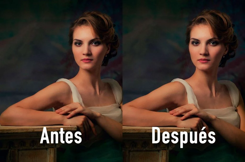 Antes y Después de enderezar una foto en Photoshop