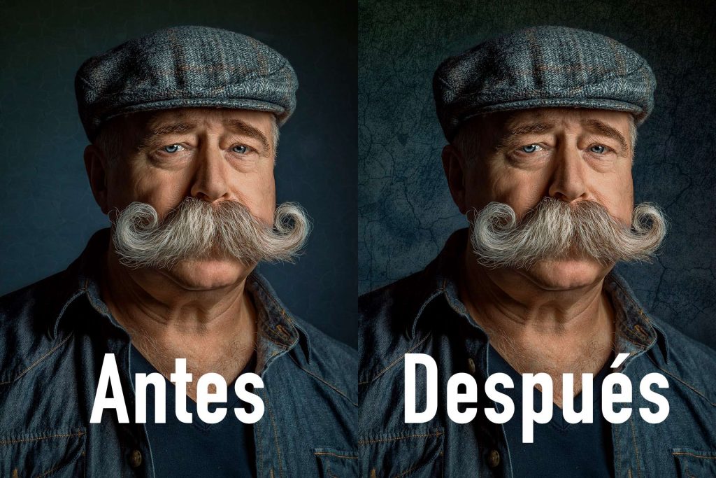 Before and After adding a background texture to a photo in Photoshop