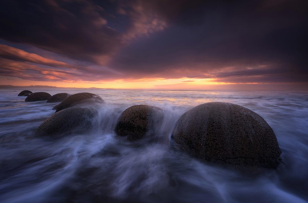 Playa de Nueva Zelanda durante un taller de fotografía