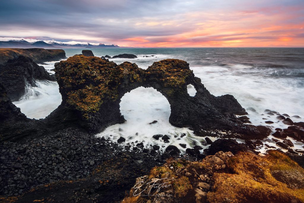 Gatklettur or Hellnar Arch in the seacoast of Iceland