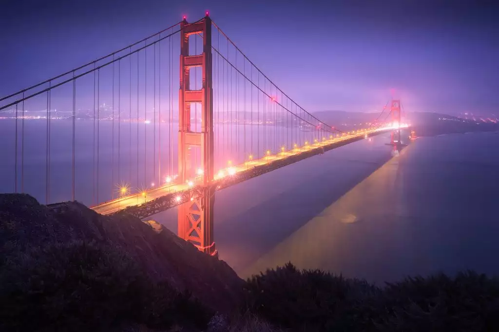 Golden Gate con niebla en un viaje fotográfico en San Francisco