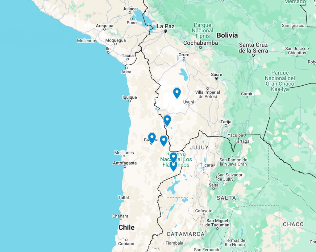 Atacama Uyuni photo tour map