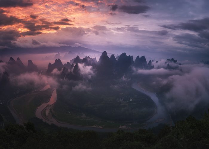 Montañas cáusticas de Guilin y río Li, China