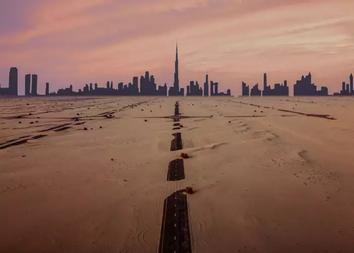 Half Desert road of Dubai