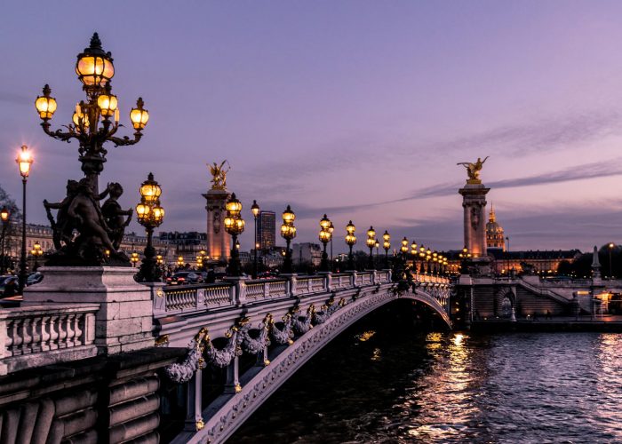Parisian bridge at dusk