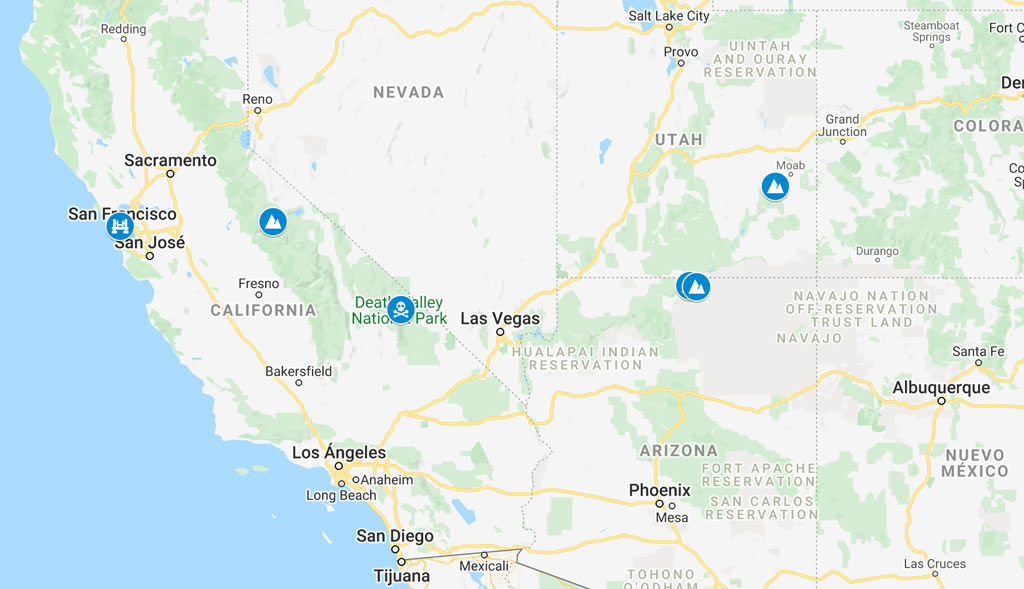 Western USA Photo Tour Map