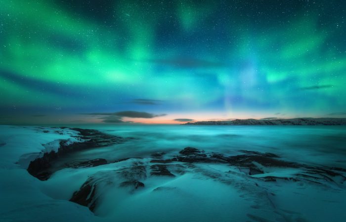 Aurora boreal sobre el mar de Barents, Teriberka