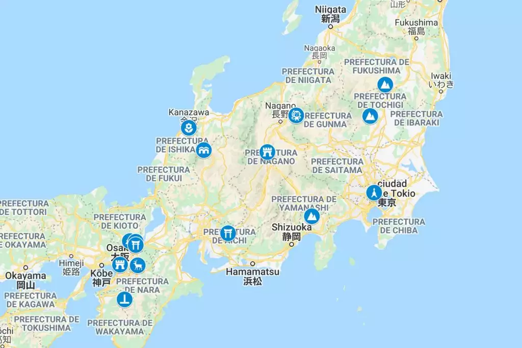 Itinerary Map of the Japan Autumn Photo Tour