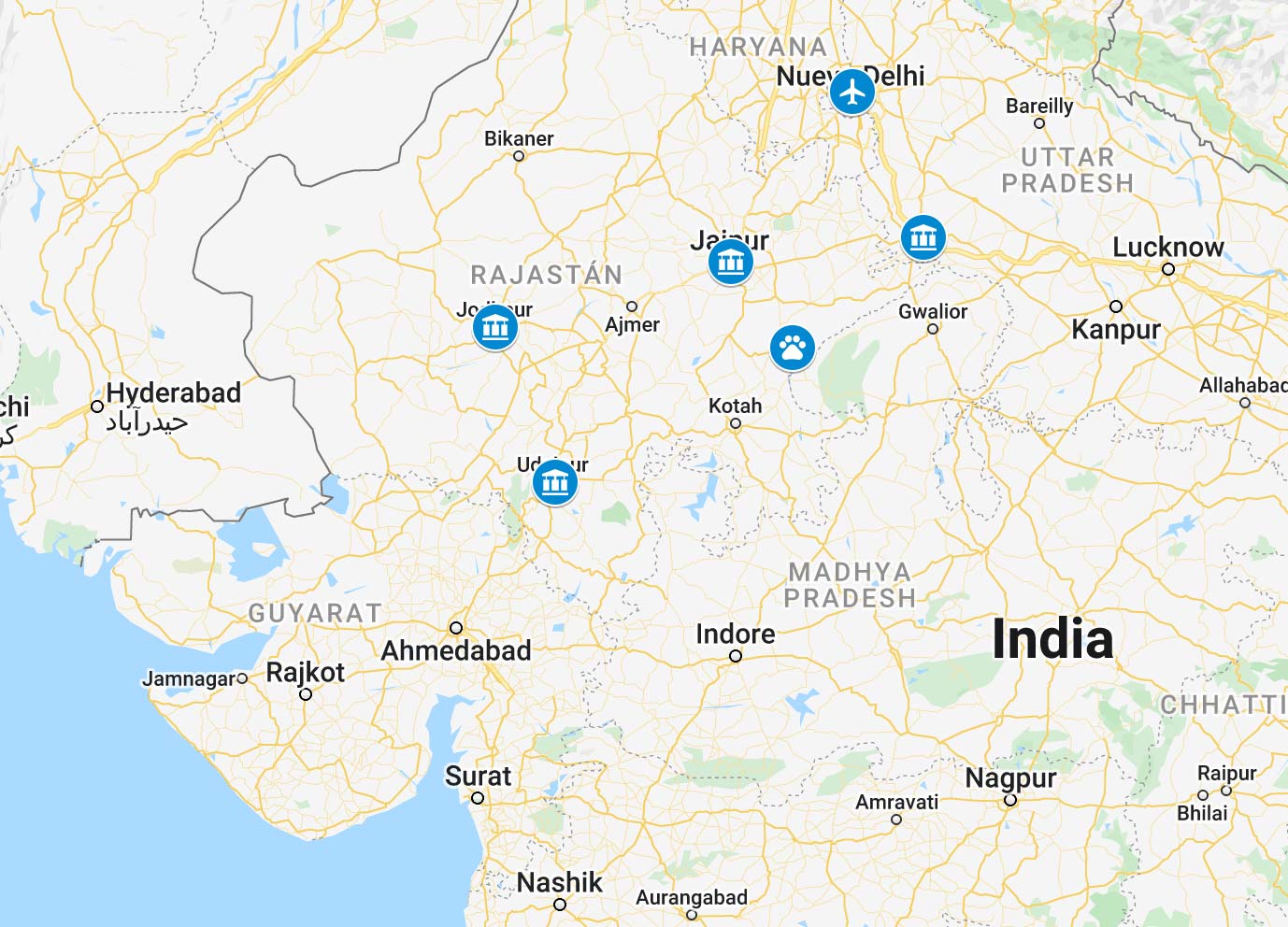 indian cities locations