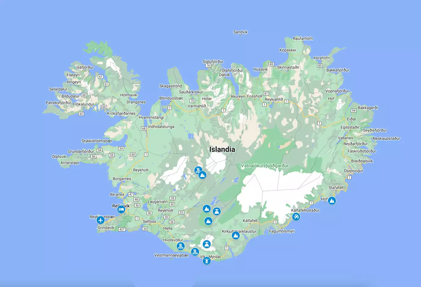 location map iceland highlands
