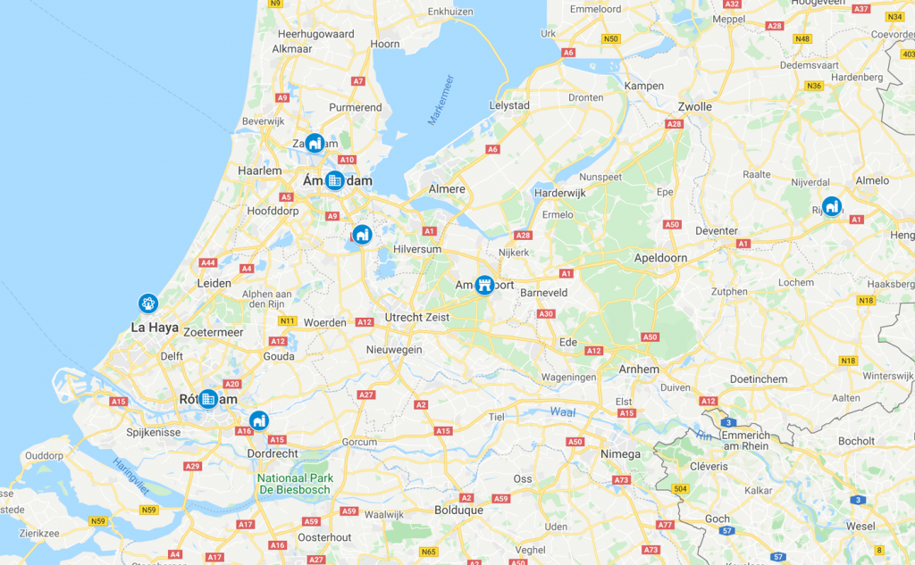 Mapa del Viaje Fotográfico a Holanda